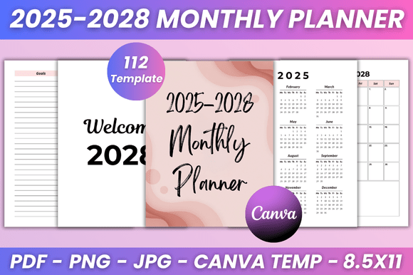 2025-2028 Monthly Planner Kdp Interior