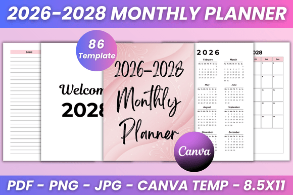 2026-2028 Monthly Planner Kdp Interior