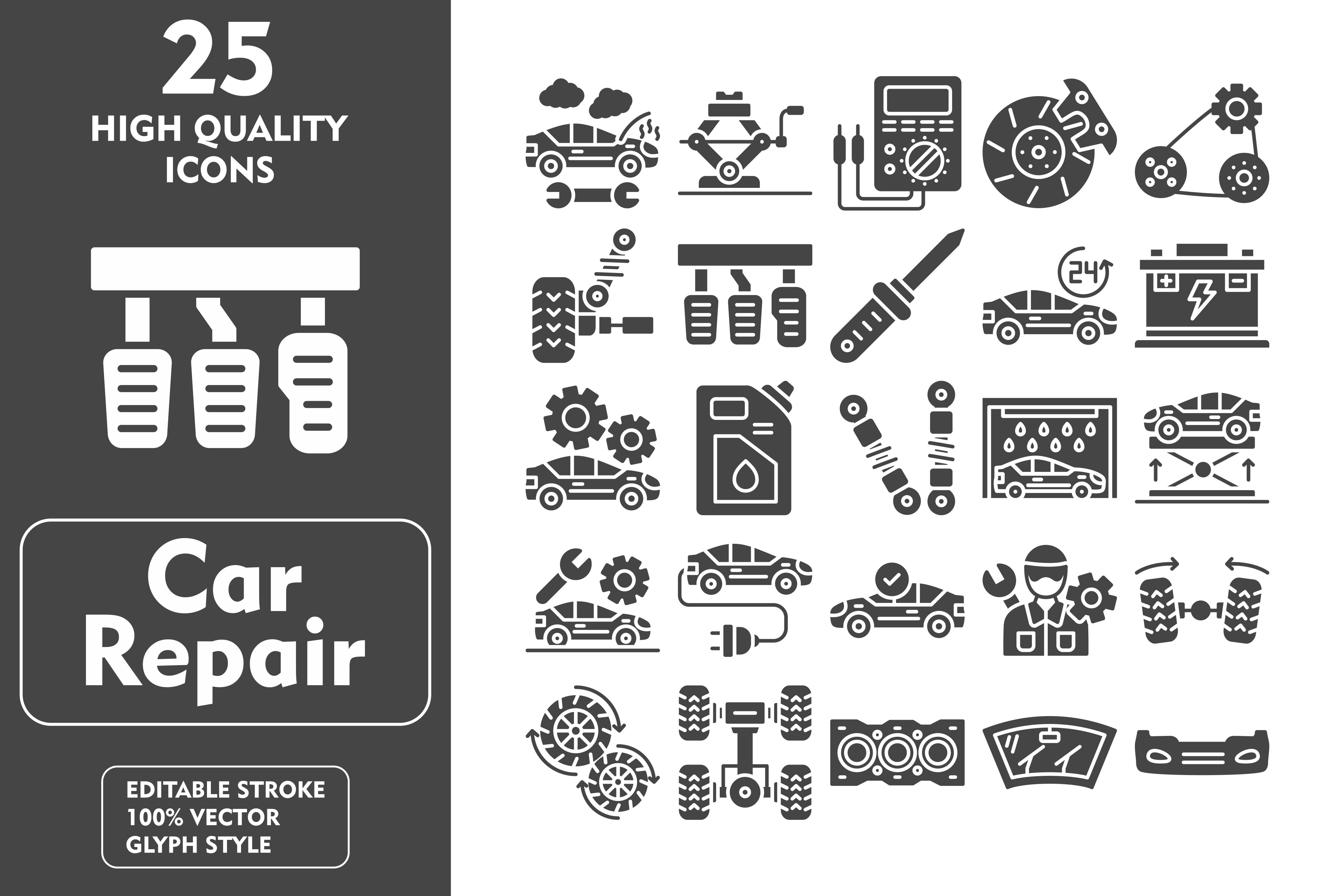 Car Repair Glyph Icon