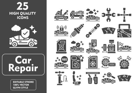 Car Repair Glyph Icon