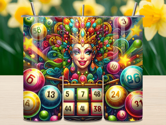 Colorful Bingo Queen Tumbler Wrap Design