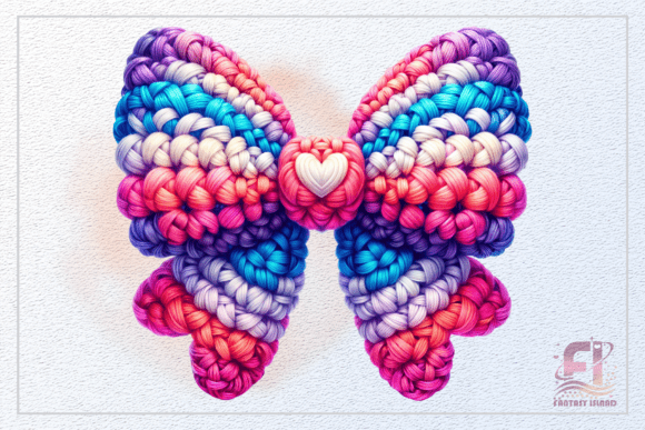 Crochet Valentine Bow with Heart Clipart