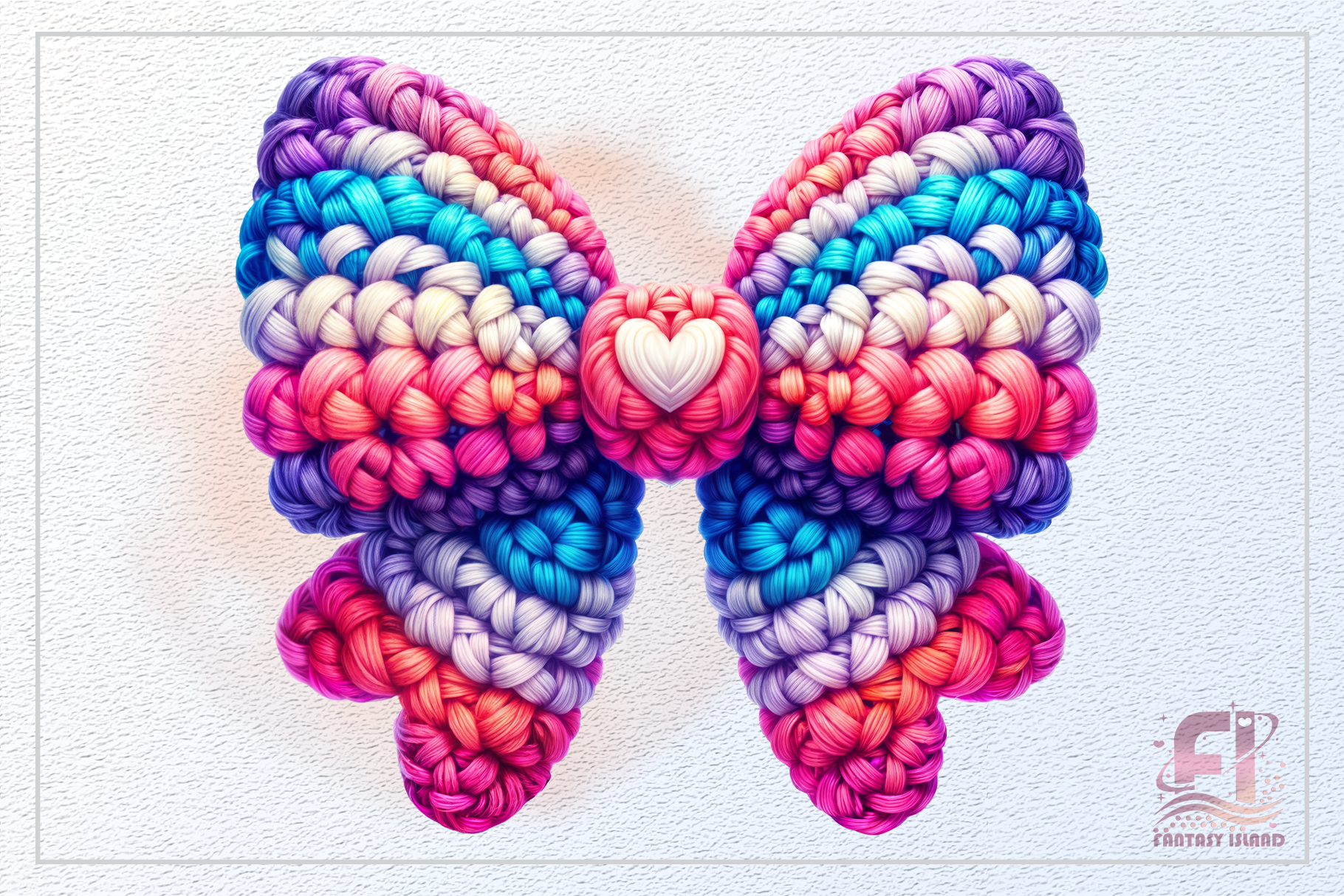 Crochet Valentine Bow with Heart Clipart