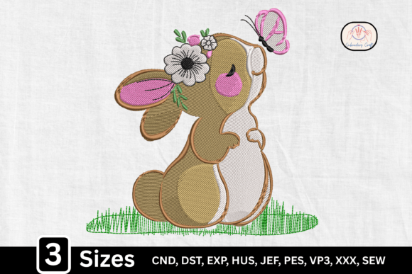 Cute Floral Bunny with Butterfly