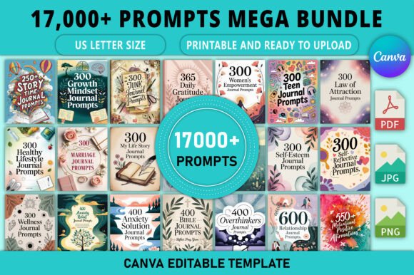 Editable 17,000+ Prompts Mega Bundle