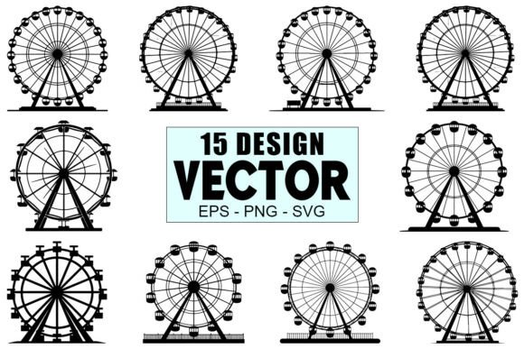 Ferris Wheel Silhouette Vector Bundle
