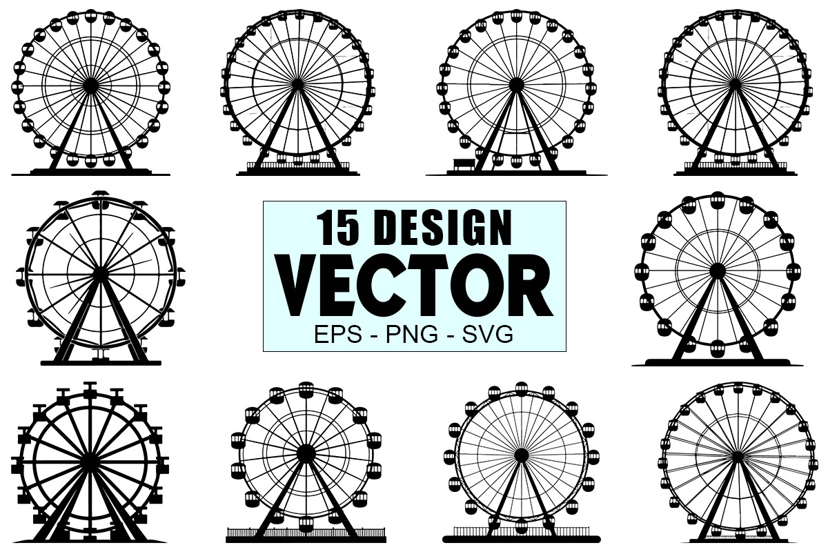 Ferris Wheel Silhouette Vector Bundle