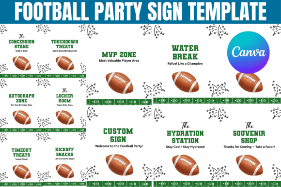 Football Party Signs Canva Template