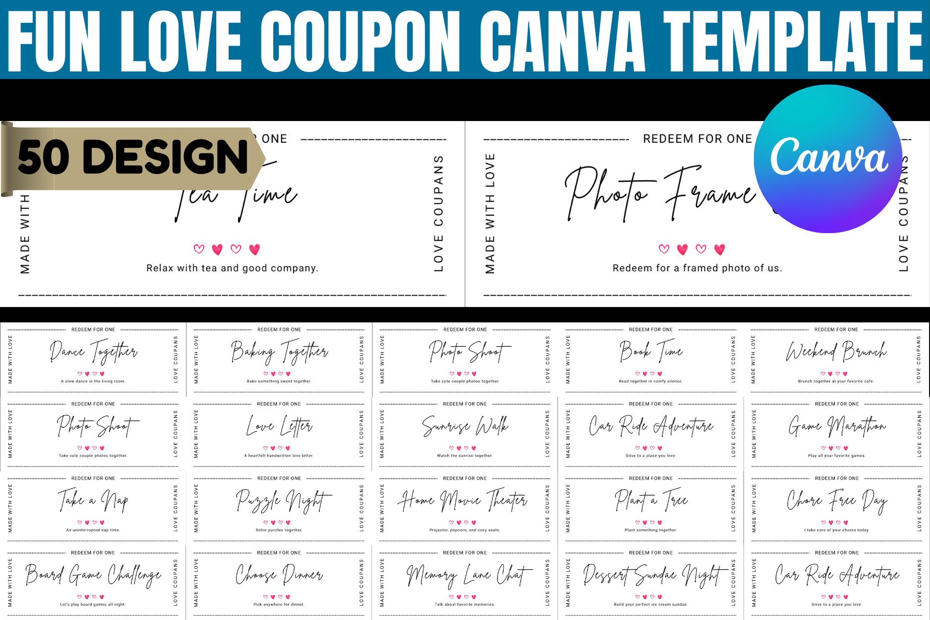 Fun Love Coupon Canva Editable Template