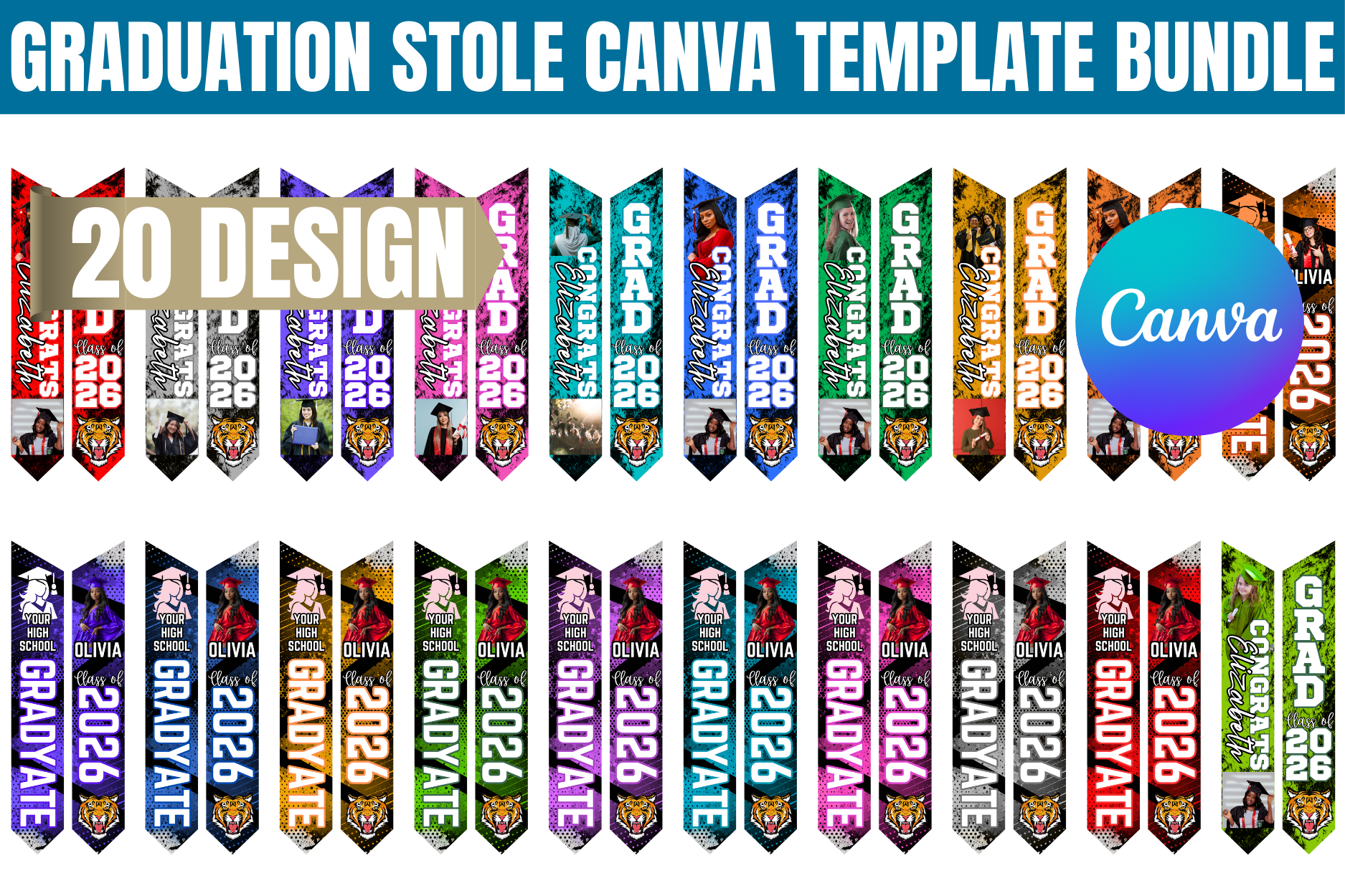 Graduation Stole Canva Editable Template Graphic by Gfx Shaown ...