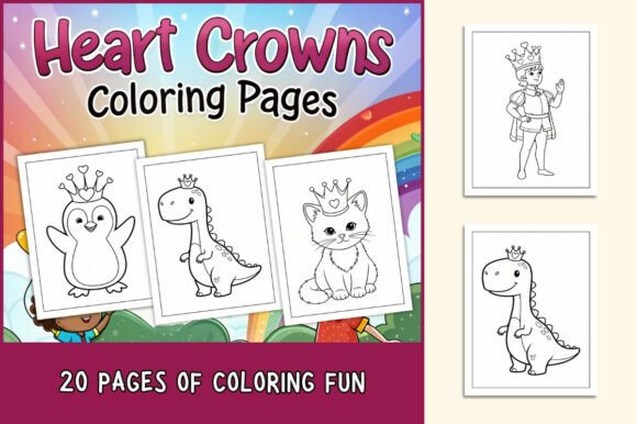 Heart Crowns Coloring Pages for Kids