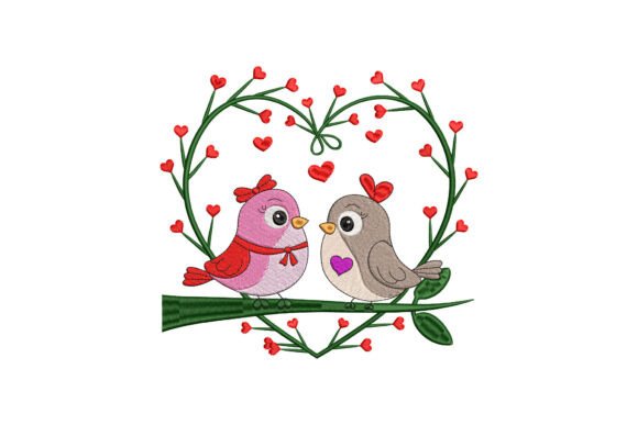 Love Birds in a Heart Wreath