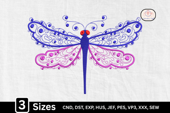 Neon Ornate Swirl Wing Dragonfly
