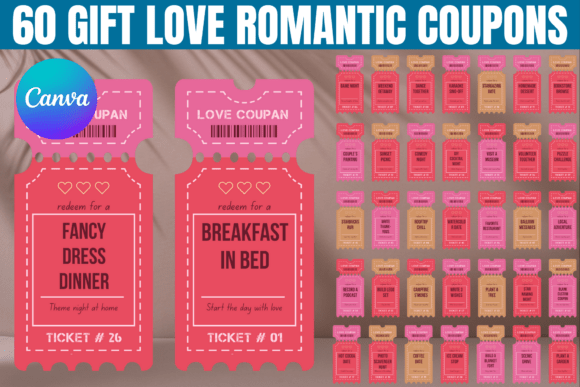 60 Editable Gift Love Romantic Coupons