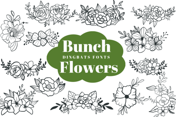 Bunch Flowers Dingbats-Schriftarten Schriftart Von Suphitchaya