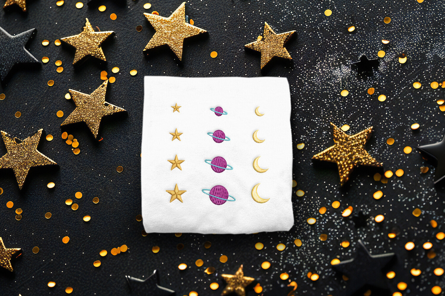 Celestial Moon & Stars Micro Embroidery