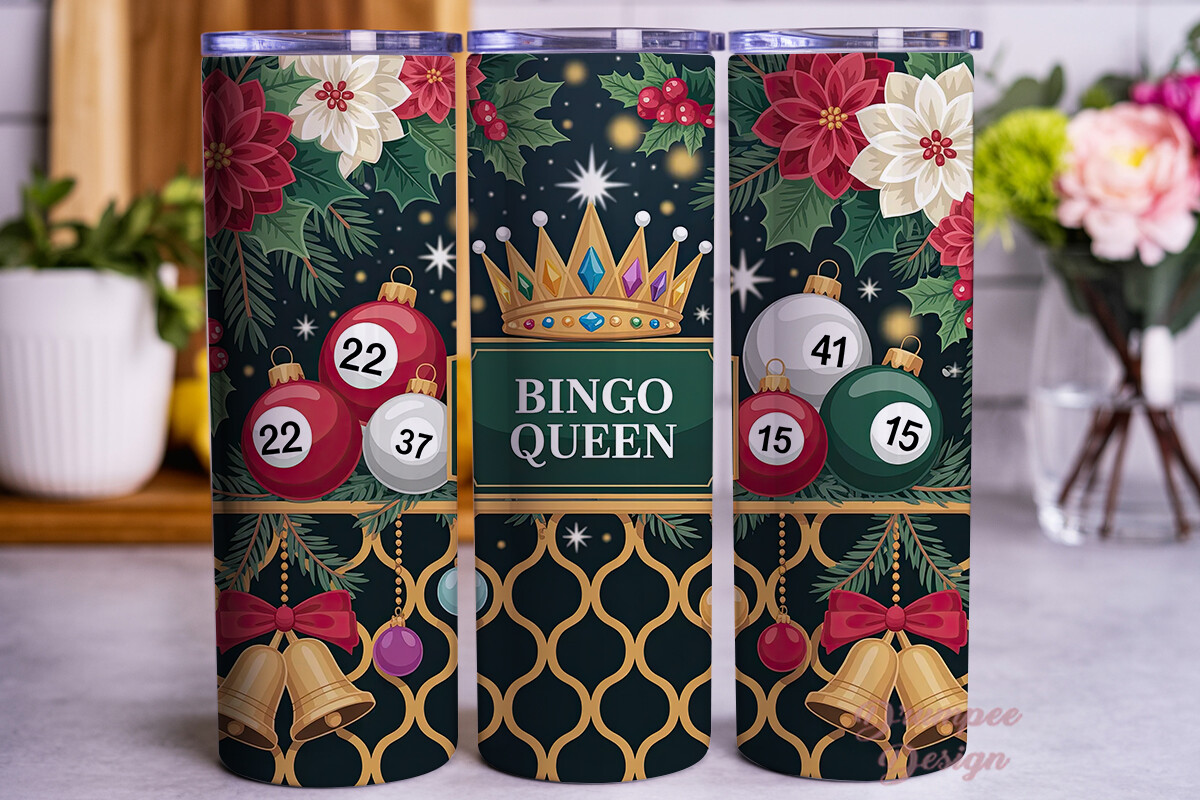 Christmas Bingo Queen 20oz Tumbler Wrap