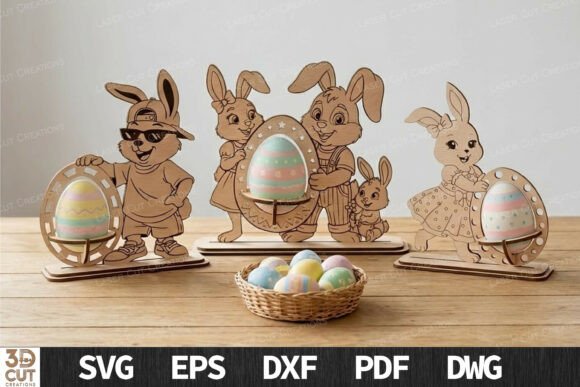 Easter Bunny Egg Holder Bundle SVG Laser Cutting By Laser Cut Creations