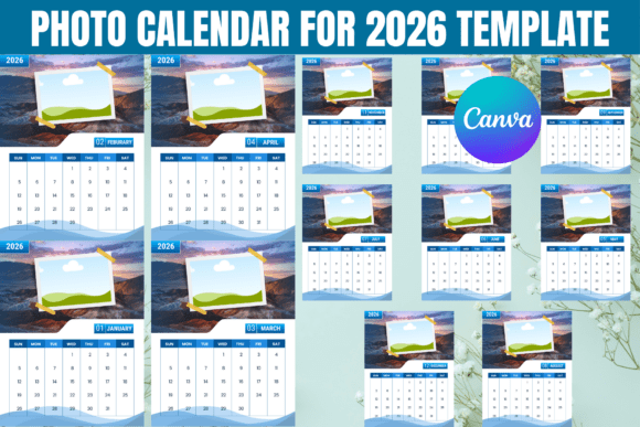 Editable Canva Photo Calendar for 2026