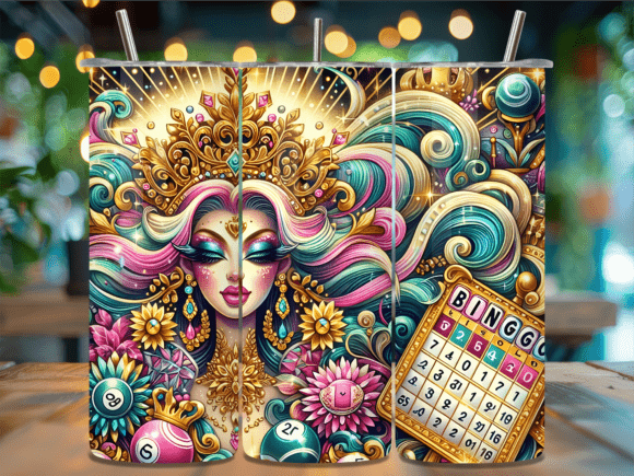 Floral Bingo Card Lucky Lady Tumbler PNG