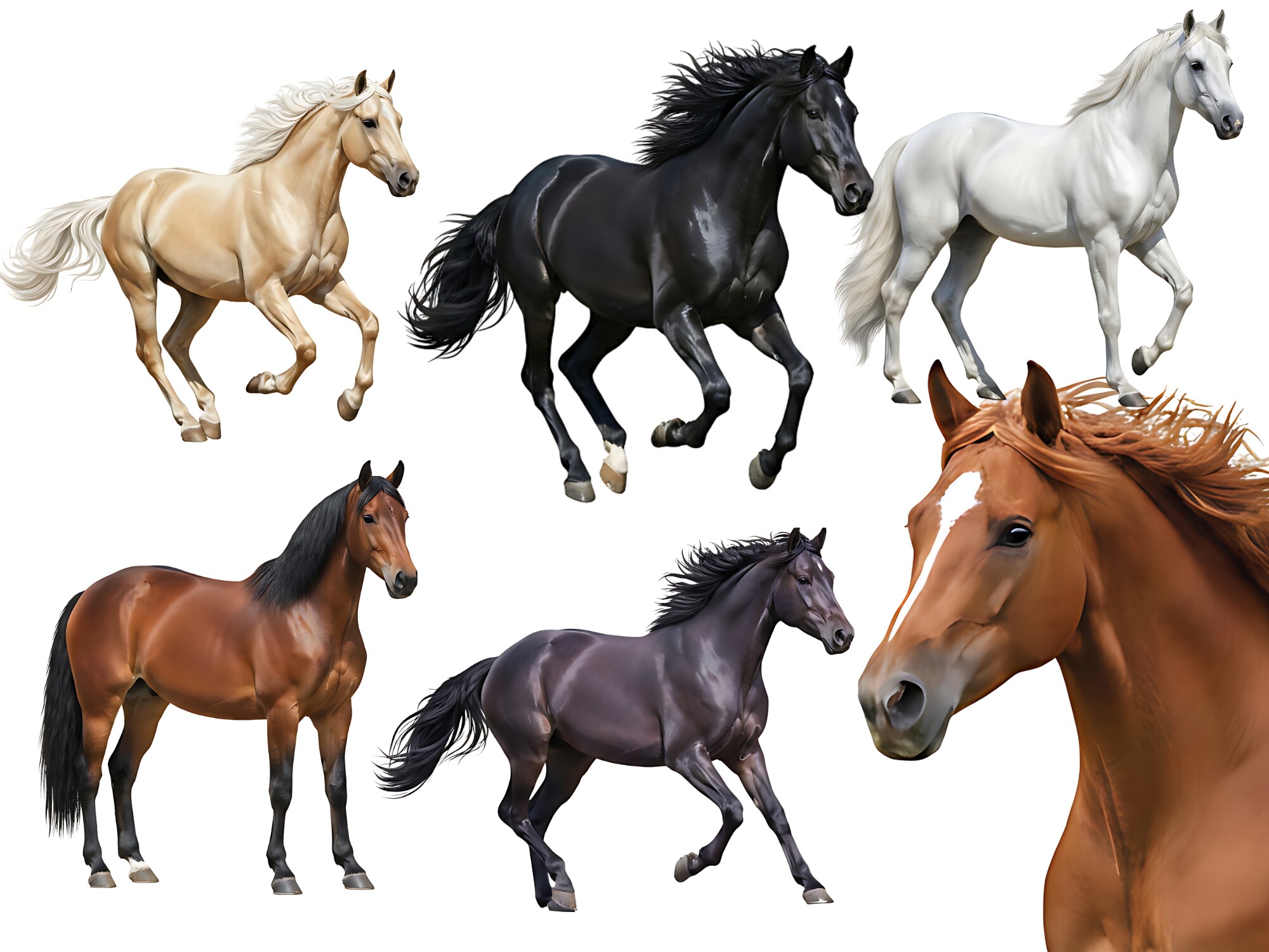 Horse Clipart Set with Different Colors