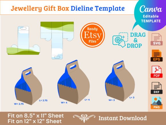 Jewelry and Party Gift Box Dieline Graphic Etsy Shop Graphics By DesignConcept