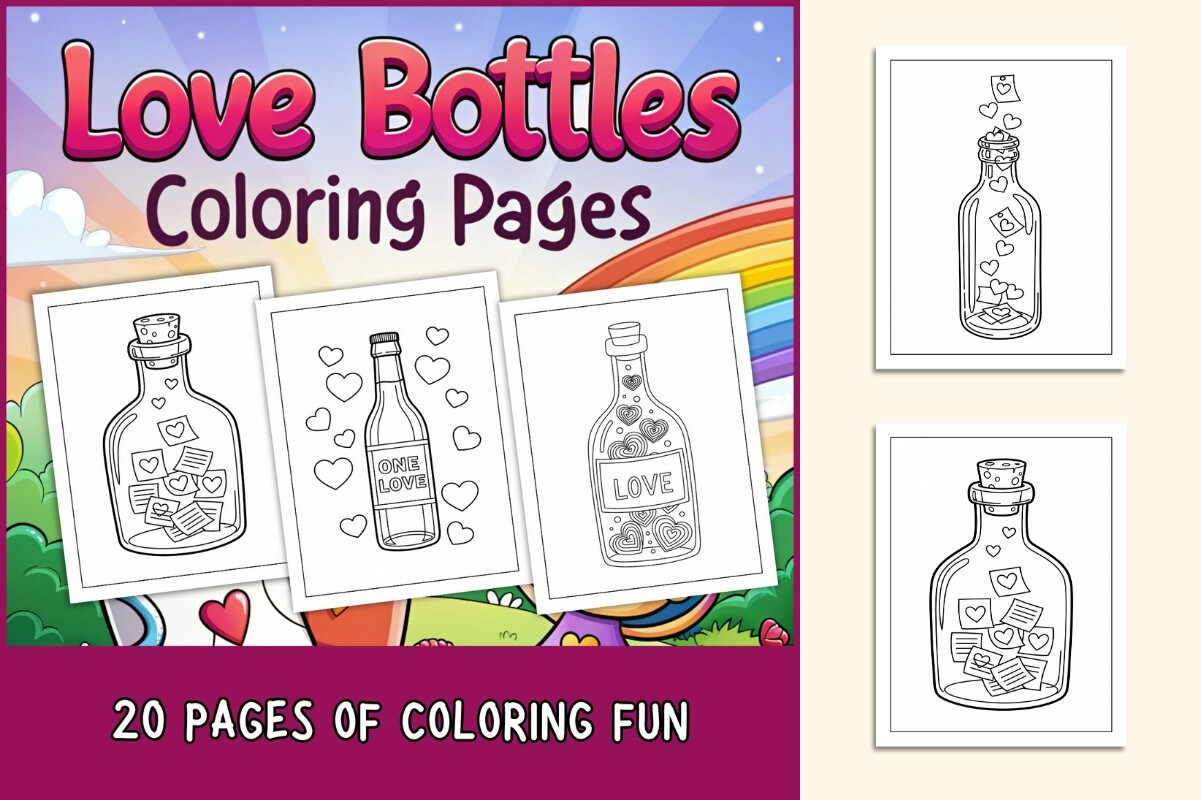 Love Bottles Coloring Pages for Kids