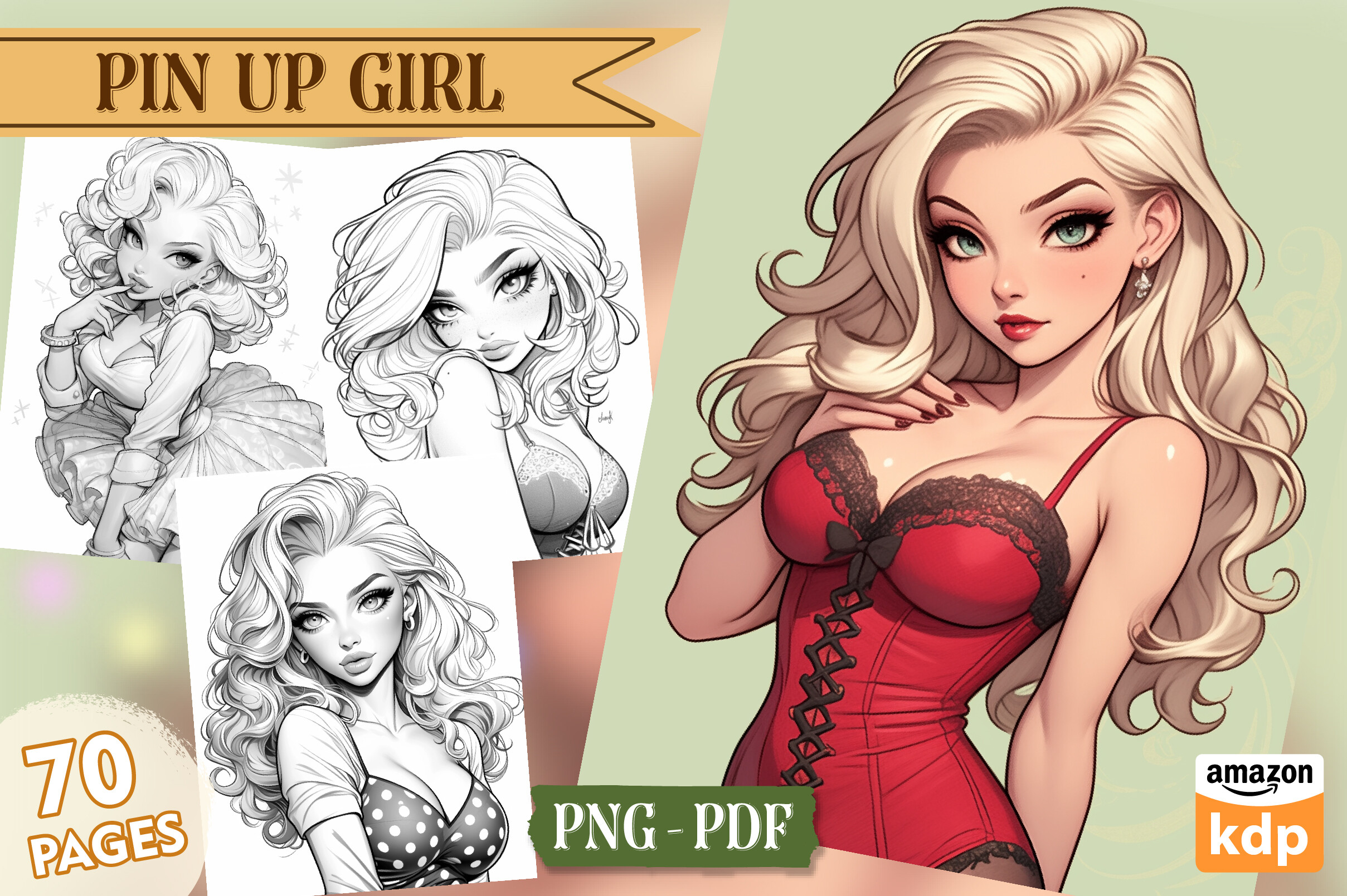 Pin Up Girl Coloring Pages, Vol. 02