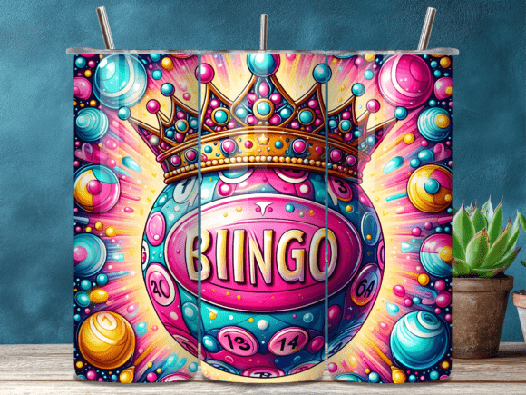 Pink Crown Bingo Lucky Ball Tumbler Wrap