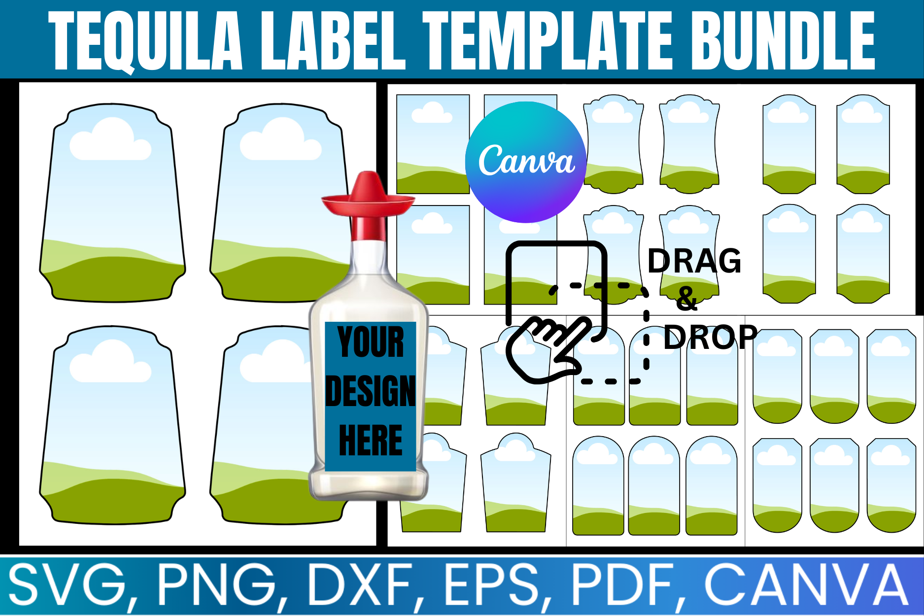 Tequila Label Canva Template Bundle