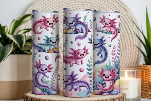 Cute Pastel Axolotl Tumbler Wrap PNG Afbeelding Tumbler Wikkels Door Drumpee Design