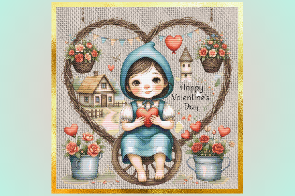 Cute Valentine Girl Illustration