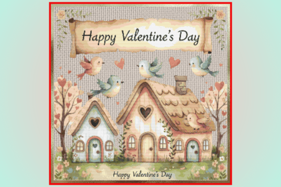 Cute Valentine Houses Illustration