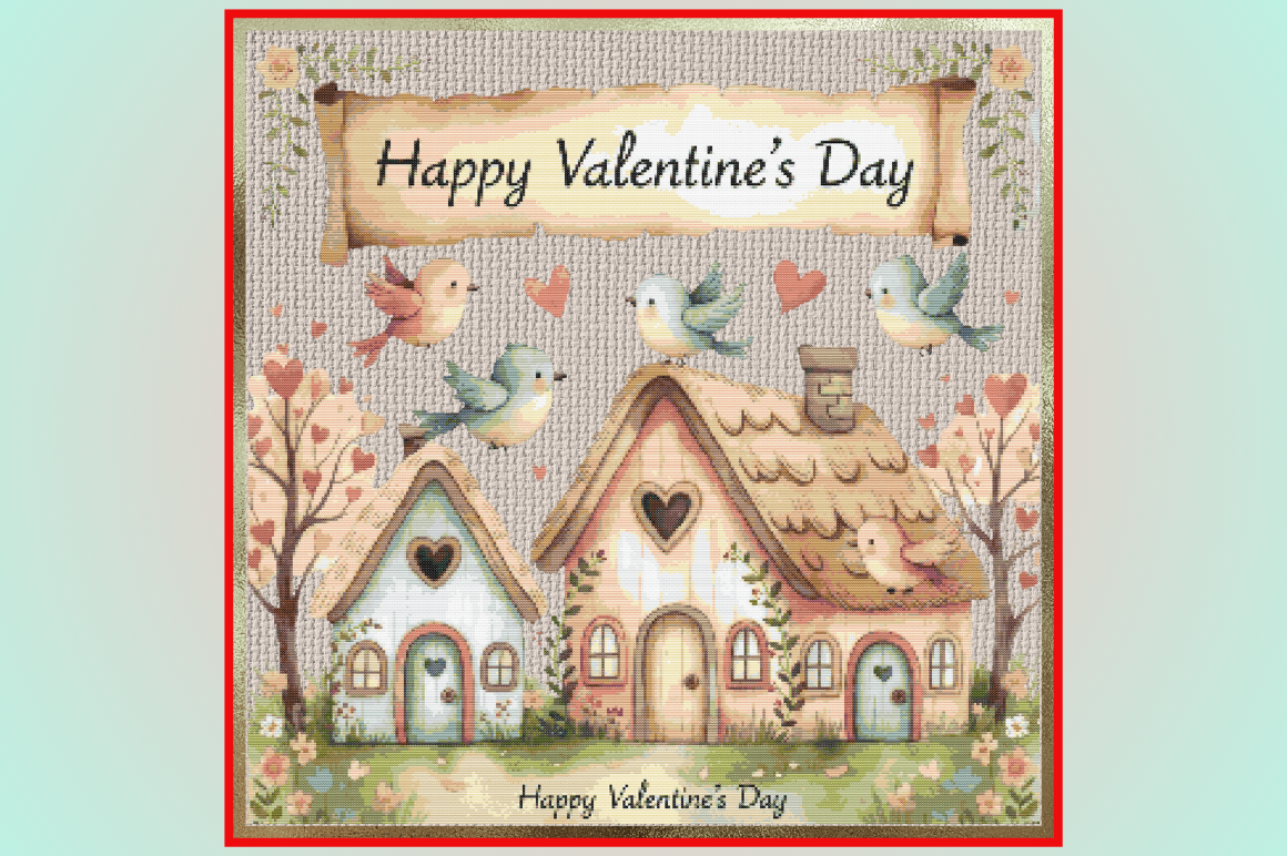 Cute Valentine Houses Illustration