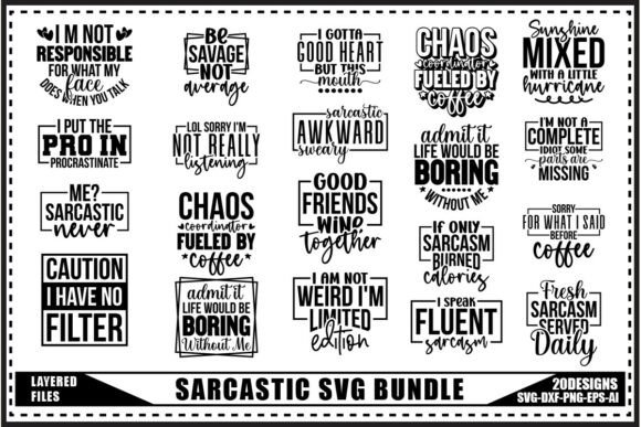 Funny Sarcastic Bundle Gráfico Manualidades Por MockupStory24