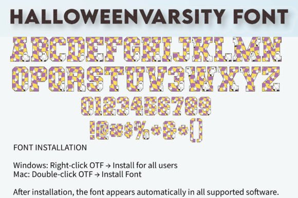 Halloween Varsity Font PNG with transparent background - Preview 3