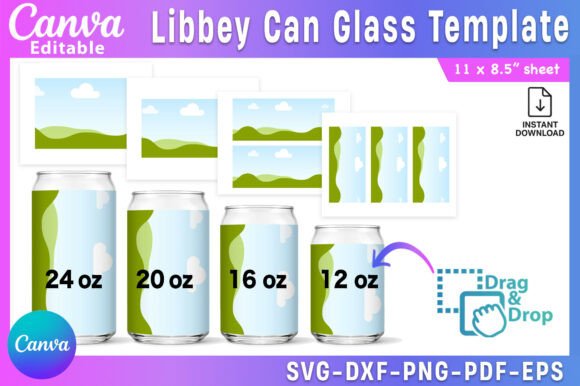 Libbey Can Glass Template Bundle | 12oz