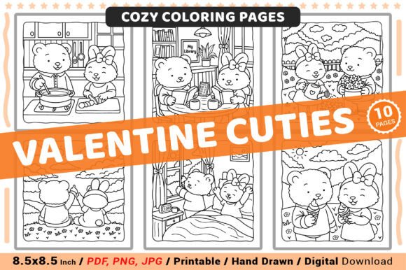 Valentine Cuties Cozy Coloring Pages