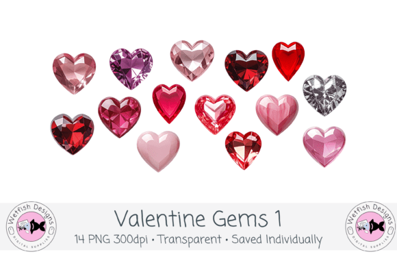 Valentine PNG Gems 1 Graphic Decorative Elements By Wetfish Designs