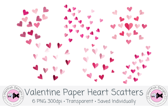 Valentine Paper Heart PNG Scatters 1