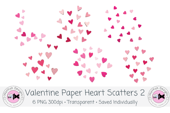 Valentine Paper Heart PNG Scatters 2