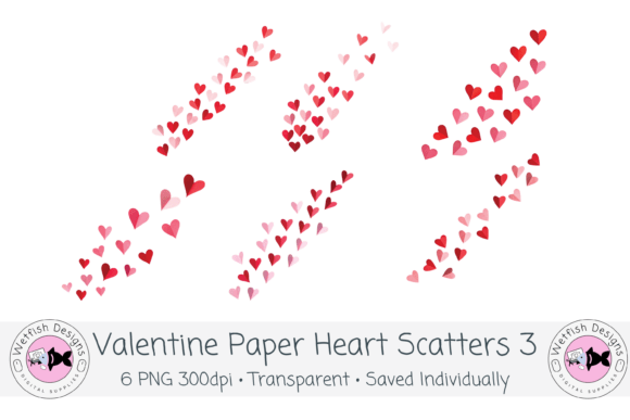 Valentine Paper Heart PNG Scatters 3