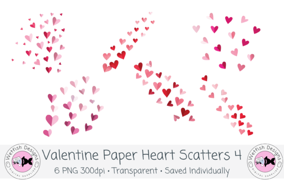 Valentine Paper Heart PNG Scatters 4