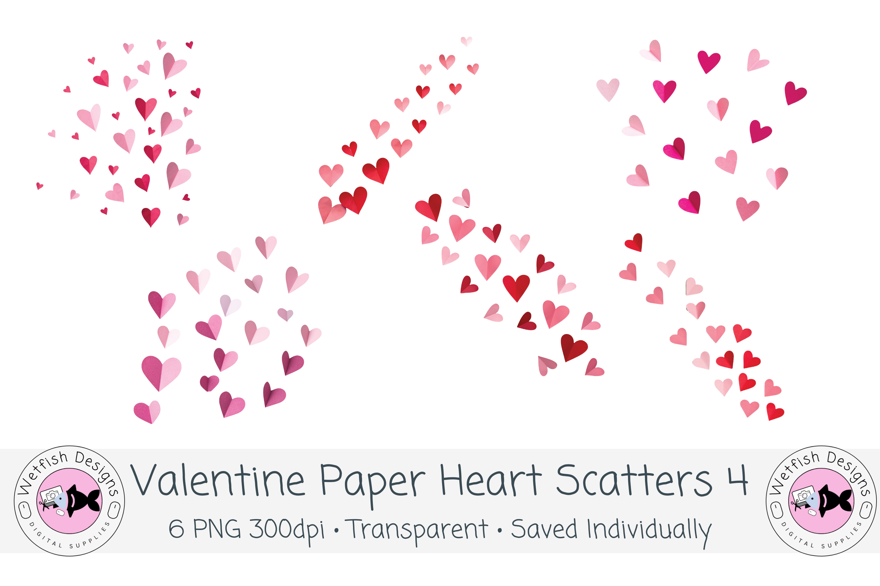 Valentine Paper Heart PNG Scatters 4