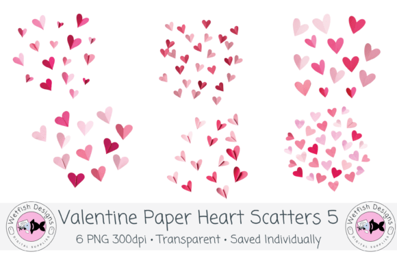 Valentine Paper Heart PNG Scatters 5