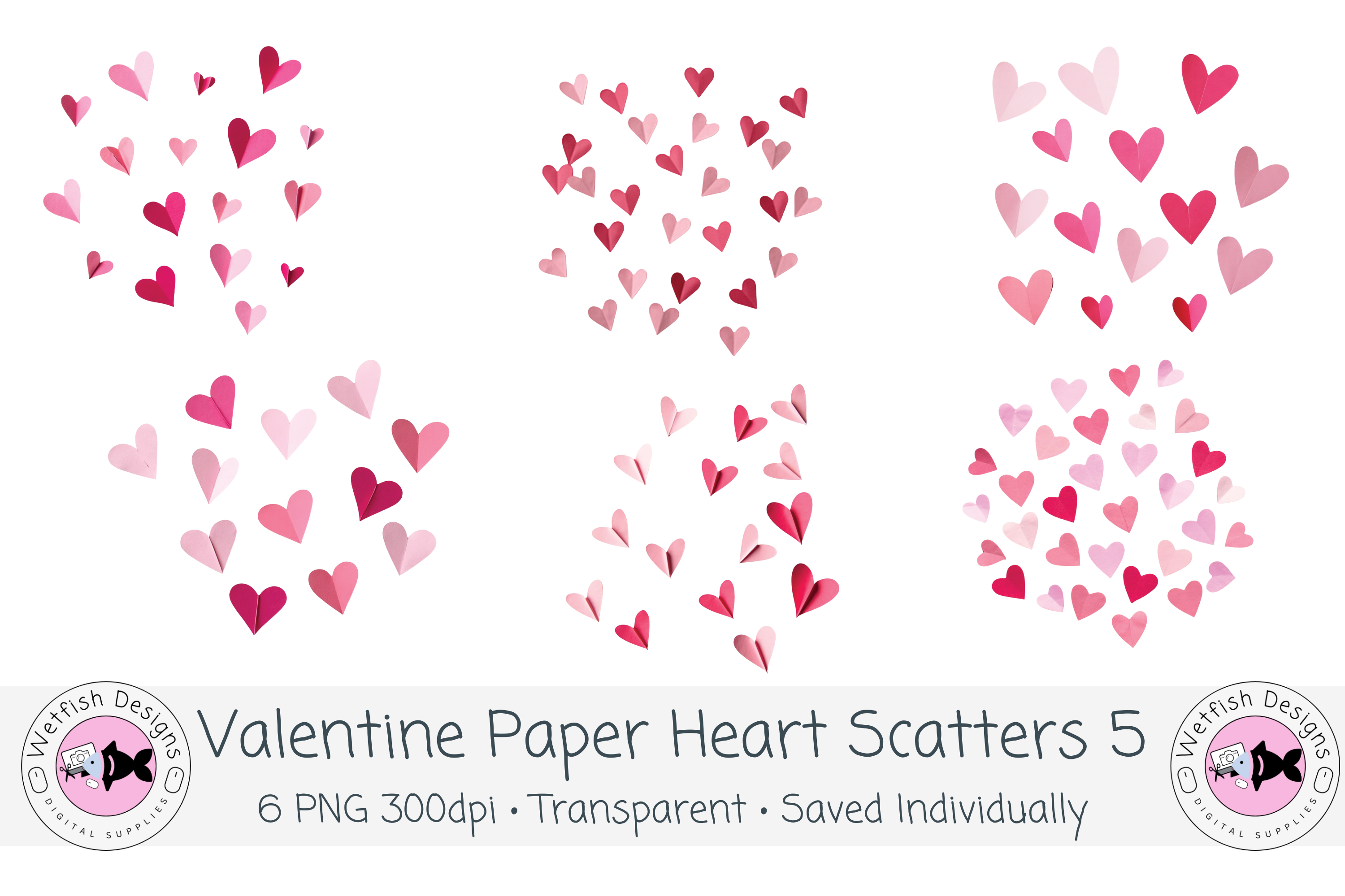 Valentine Paper Heart PNG Scatters 5