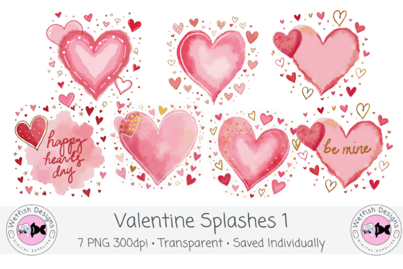 Watercolor Valentine PNG Splashes 1