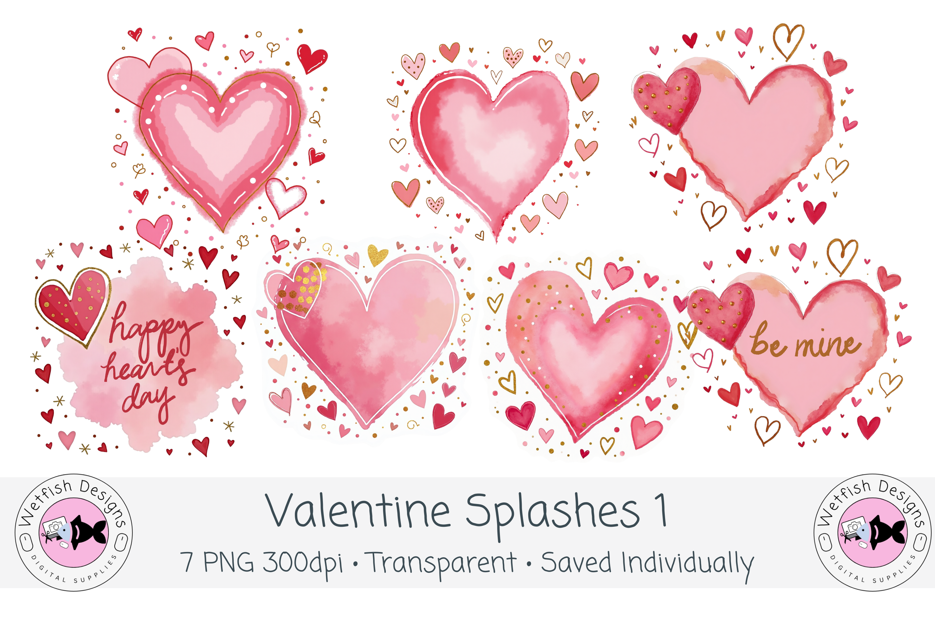 Watercolor Valentine PNG Splashes 1
