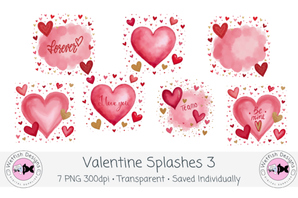 Watercolor Valentine PNG Splashes 3