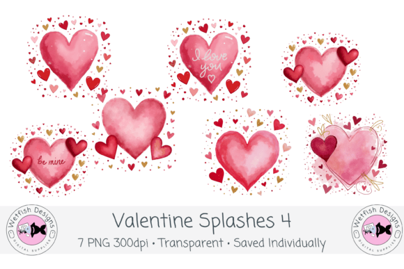 Watercolor Valentine PNG Splashes 4